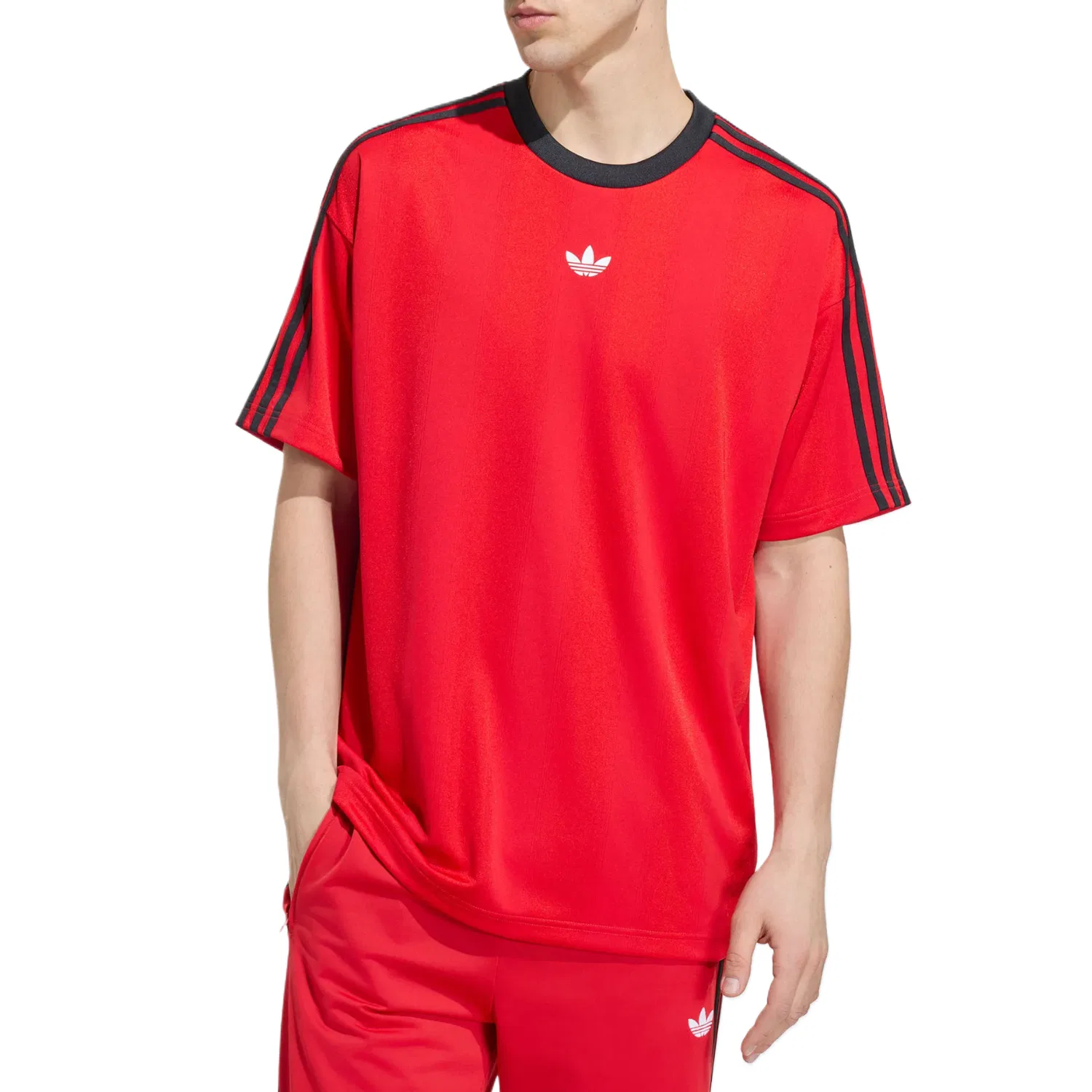Футболка свободного кроя Adidas Originals ярко-красная — фото 3