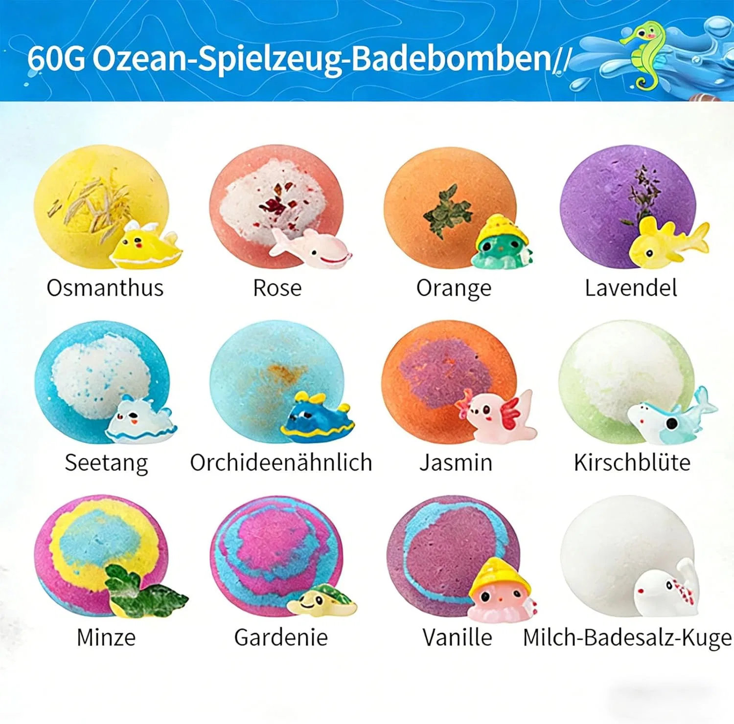 Набор из 12 бомбочек для ванны Ocean Toy с сюрпризом Generisch, Blue — фото 3