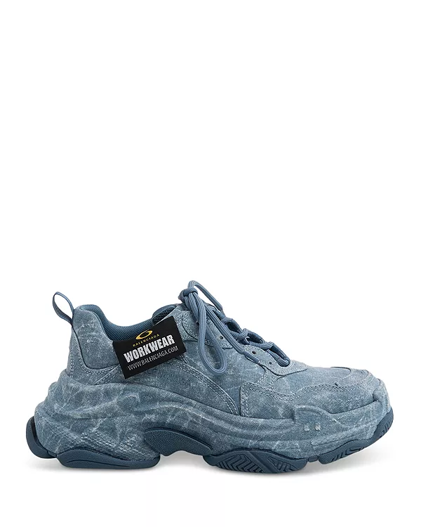 Мужские рабочие кроссовки Triple S Balenciaga, синий — фото 4