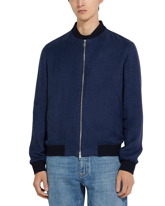 

Бомбер из льна Oasi Lino Regular Fit ZEGNA, синий