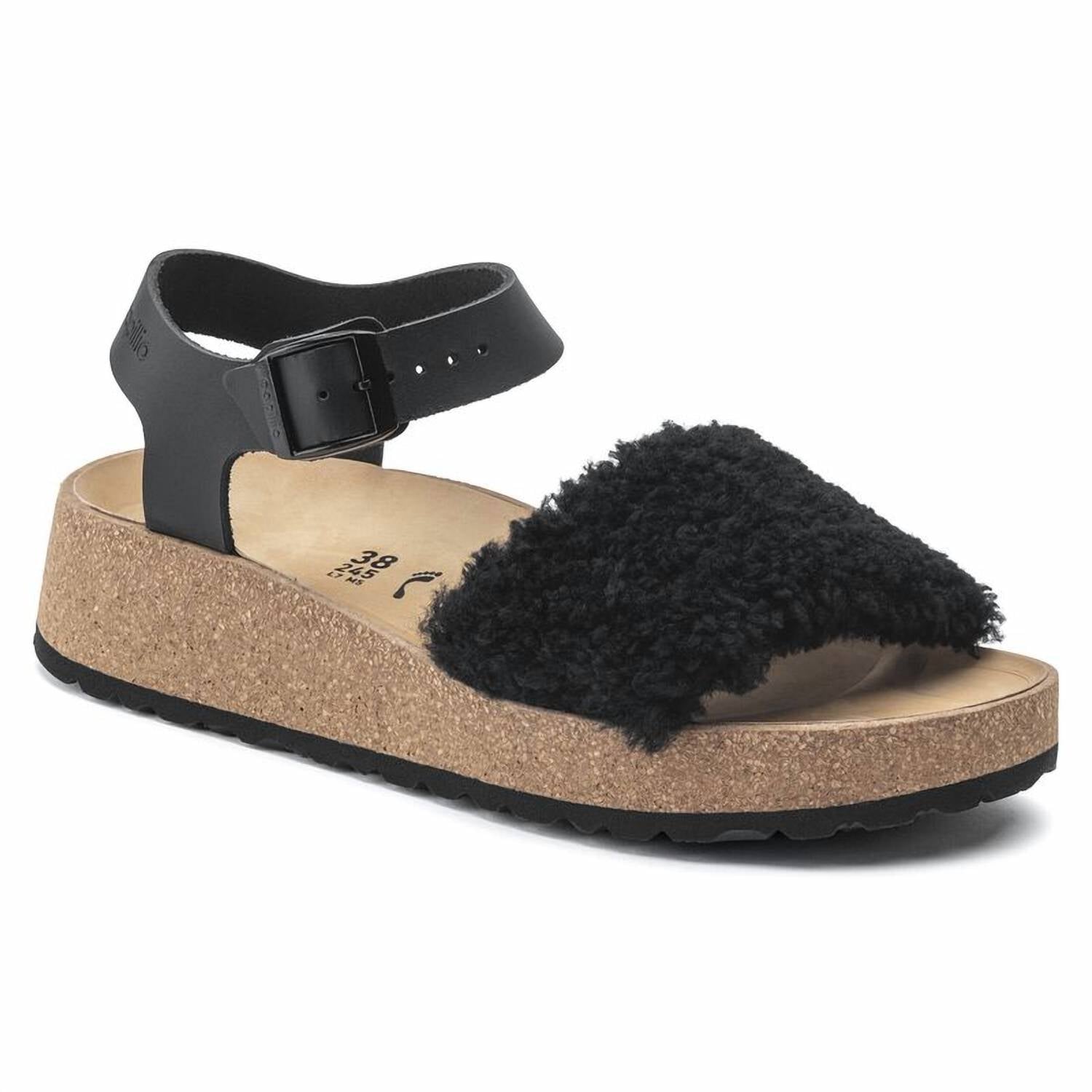 Женские сандалии Glenda из натуральной кожи с мехом, черные Birkenstock
