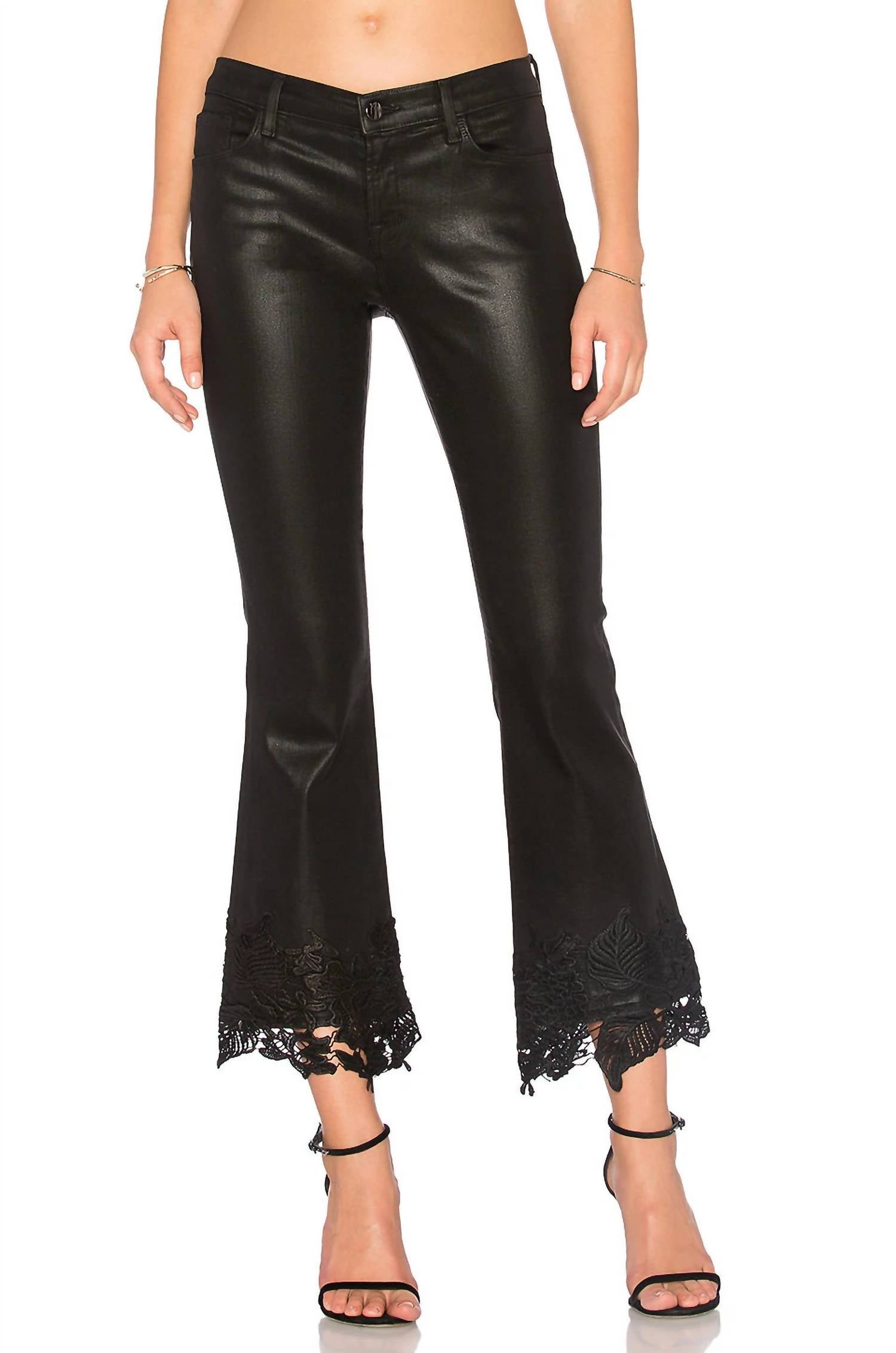 

Джинсы-укороченные ботинки Selena Mid Rise из черного кружева J Brand