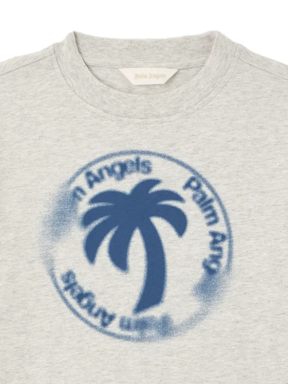 Футболка с принтом в виде пальмовых ветвей Palm Angels Kids, серый — фото 3