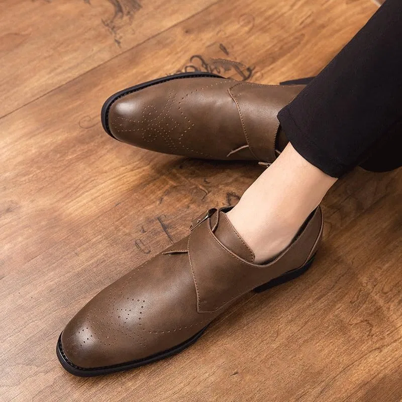 Лоферы кожаные, Mens Dress Formal Shoes, Brown UOPYNE — фото 3