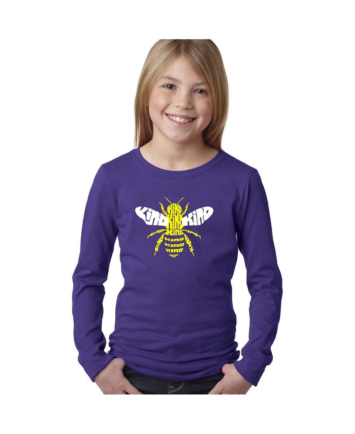 

Лонгслив Big Girl's Word Art — Bee Kind LA Pop Art, фиолетовый