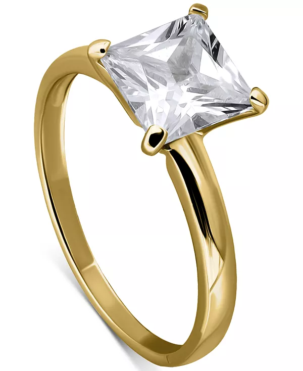 

Кольцо с квадратным солитером из кубического циркония, эксклюзивно в Macy's Giani Bernini, gold