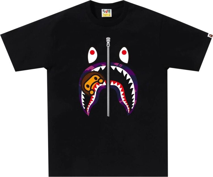 

Футболка BAPE Color Camo Milo Shark 'Black/Purple', черный