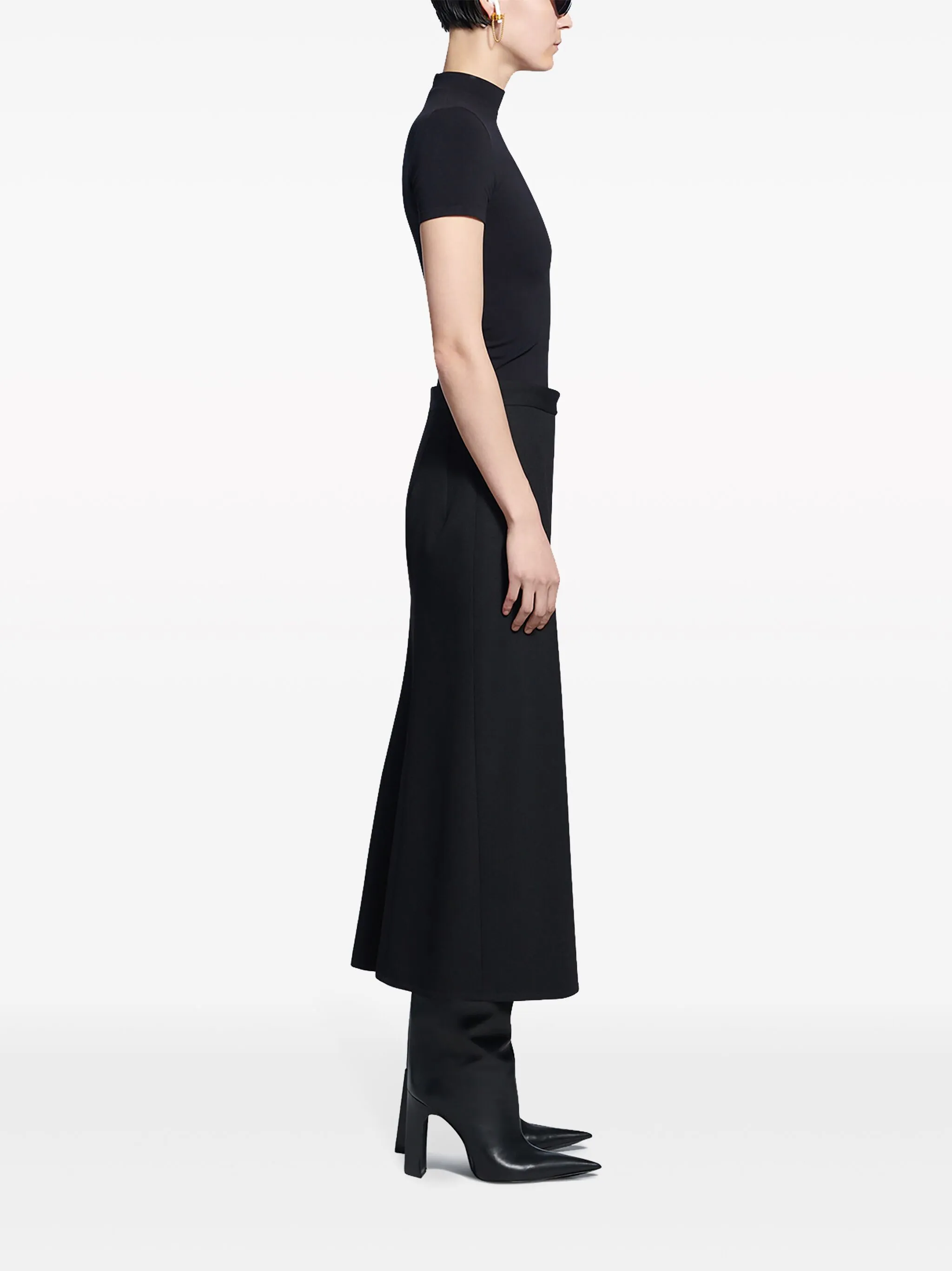 Шерстяная юбка А-силуэта Balenciaga, черный — фото 3