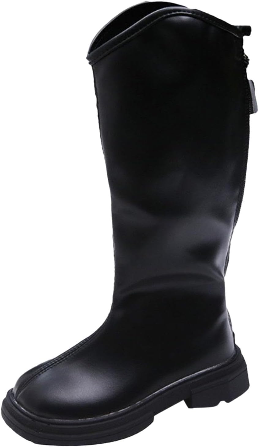

Детские сапоги CsgrFagr для девочек до колена, высокие сапоги для верховой езды с толстым каблуком, водонепроницаемые, с нескользящей подошвой и задней молнией, нарядная обувь, Black