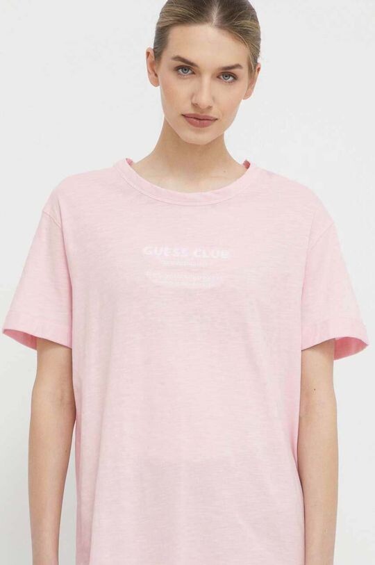 

Хлопковая футболка LEAH Guess, розовый