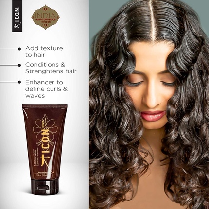 Крем для завивки волос K ICON India Curl Cream, средство для завивки и усиления локонов, салонный уход за волосами, цвет слоновой кости, янтарный, флакон 5,1 унции K I.C.O.N — фото 3