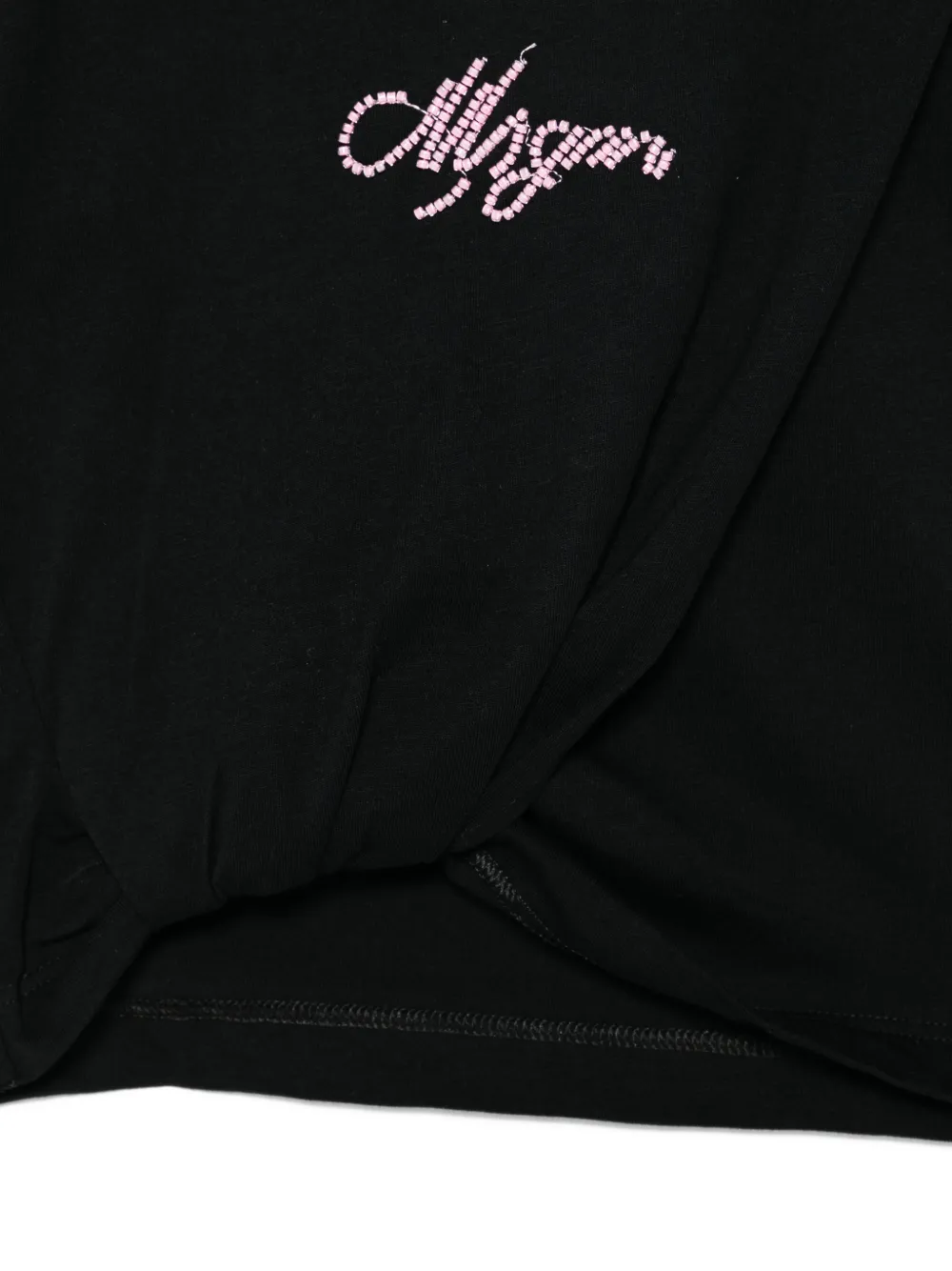Футболка с логотипом, украшенным бисером Msgm Kids, черный — фото 3