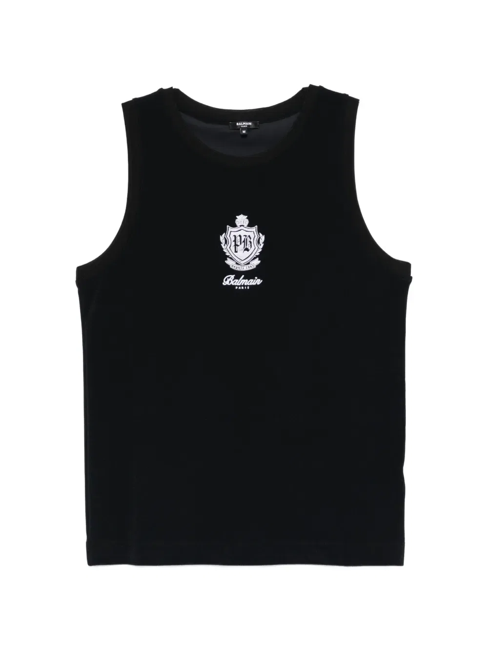 Майка с вышитым логотипом Balmain, черный