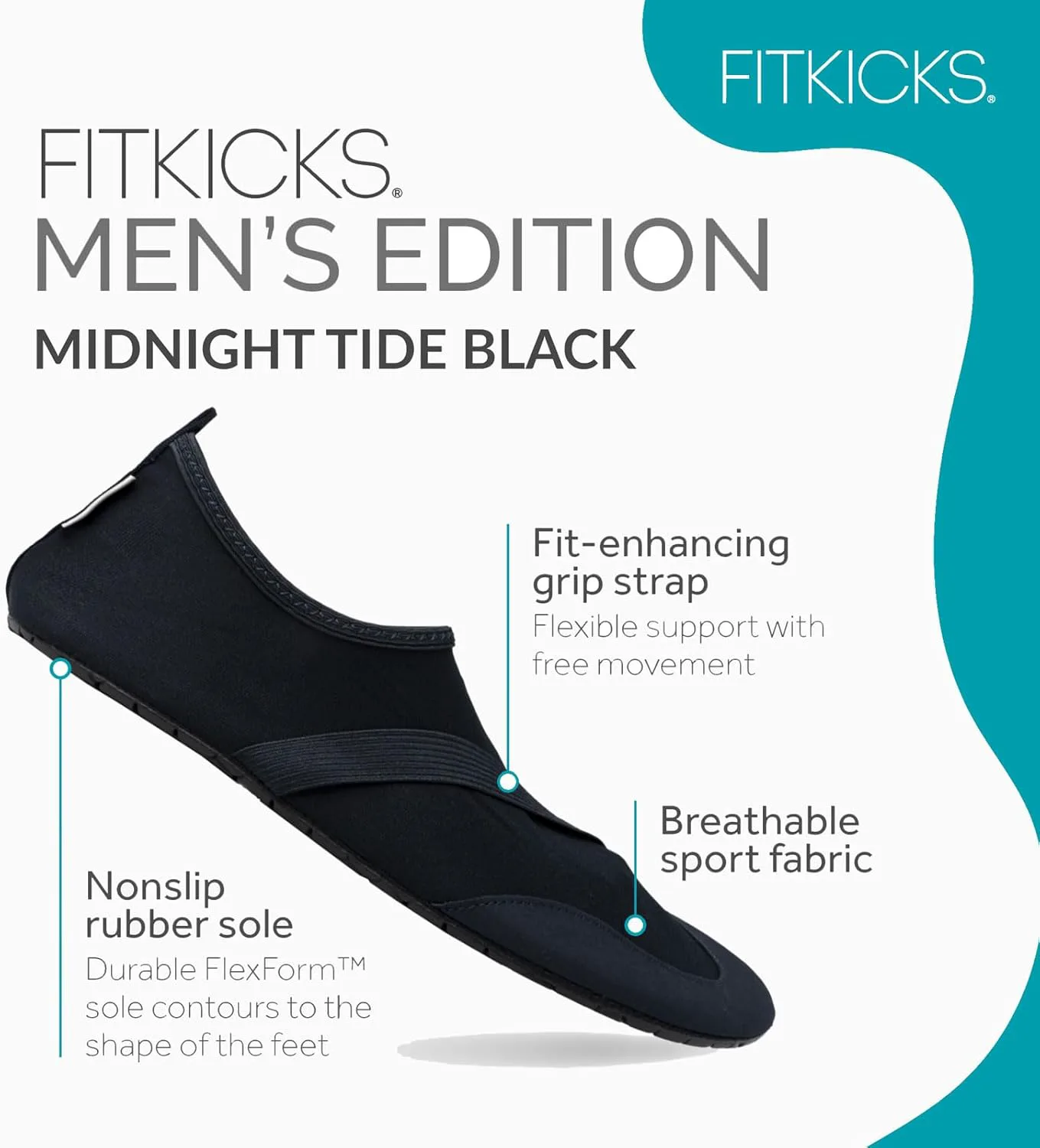 Активная мужская обувь FITKICKS, складывающиеся водные туфли, черный — фото 4