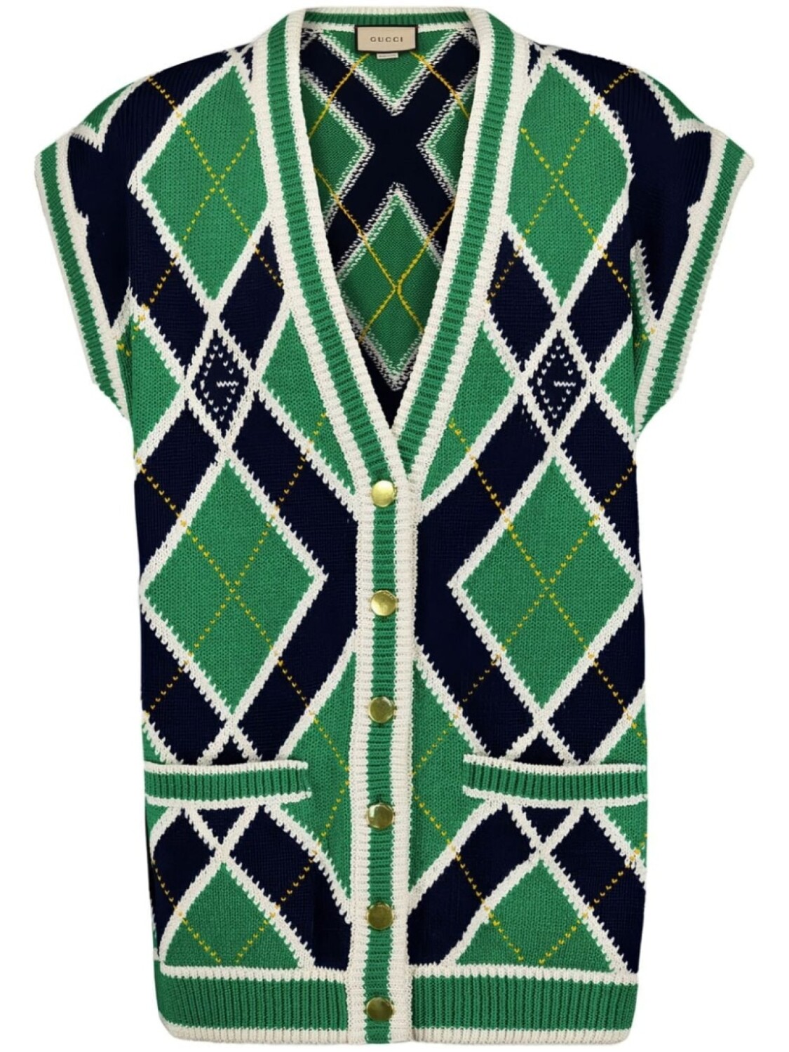 

Gucci кардиган без рукавов с узором G Rhombus, зеленый