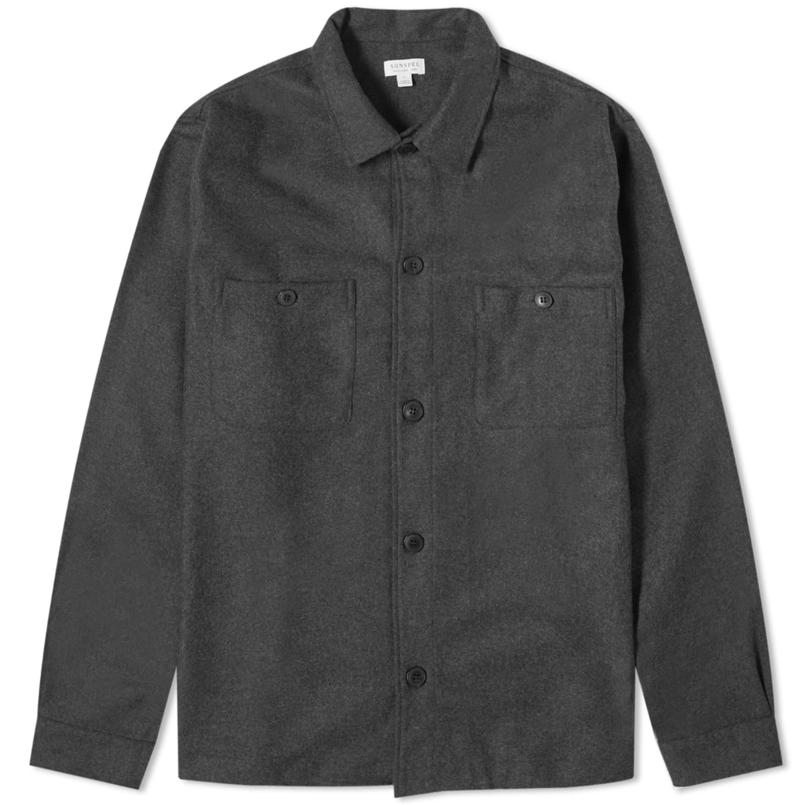 

Рубашка Sunspel Wool Twill Overshirt, цвет Charcoal Melange