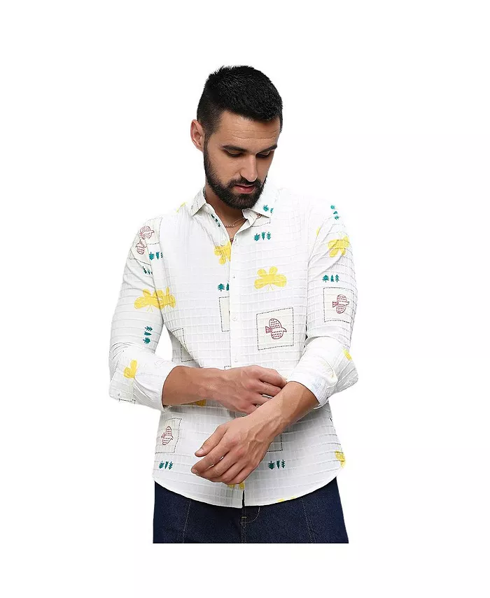 

Мужская рубашка Chalk White Butterfly Pine Campus Sutra, белый