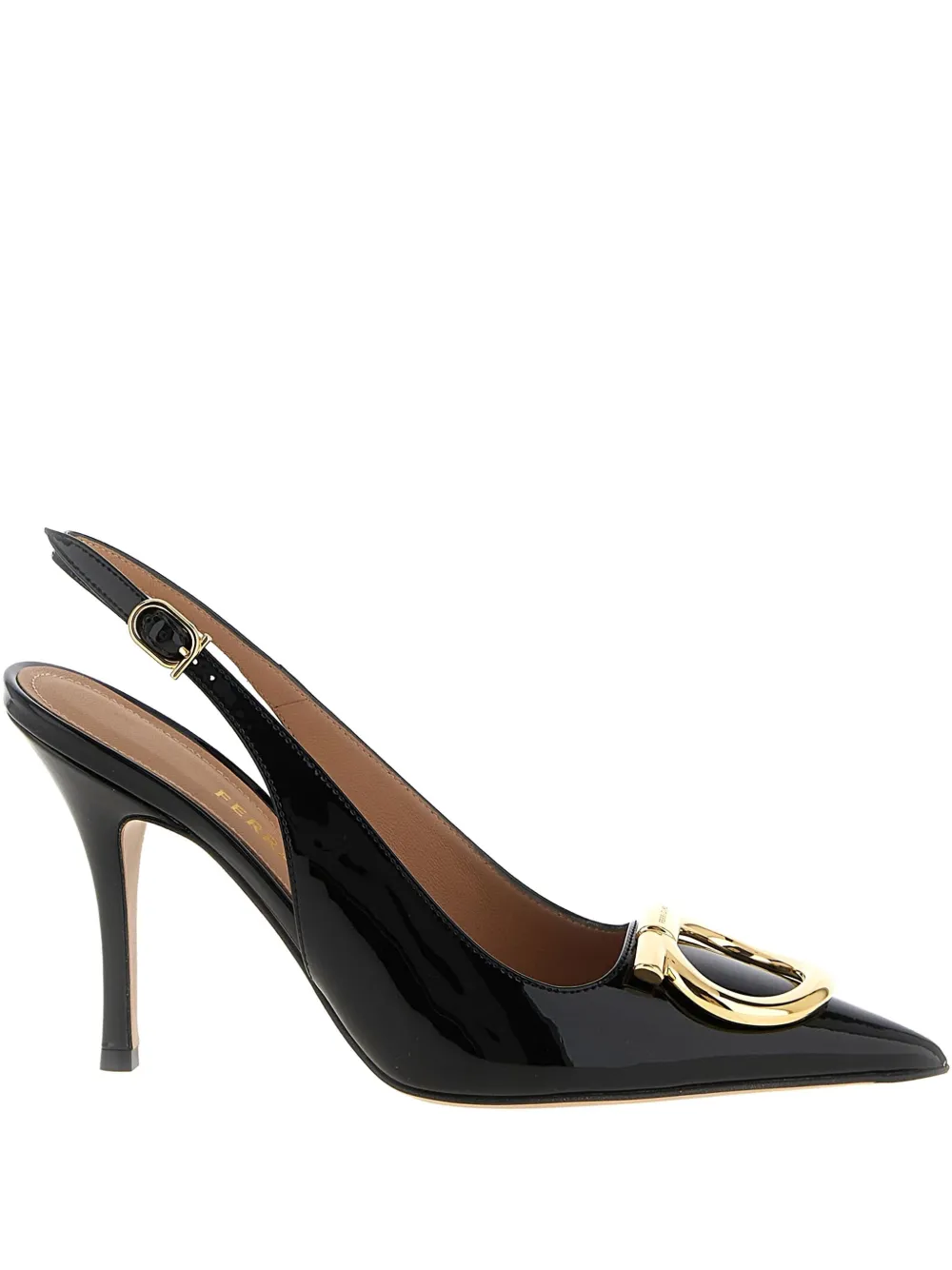 Туфли-лодочки Gancini-details 90 мм Ferragamo, черный