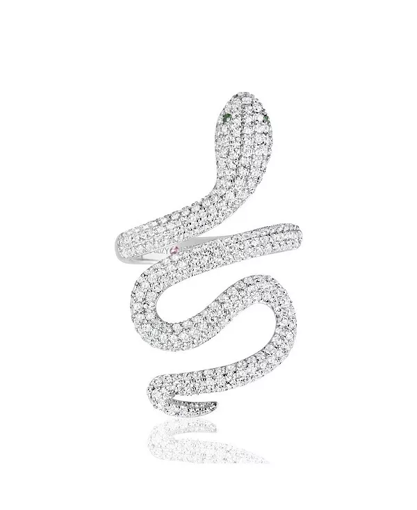 

Кольцо Suzy Levian из стерлингового серебра с кубическим цирконием в форме дикой змеи Suzy Levian New York, silver