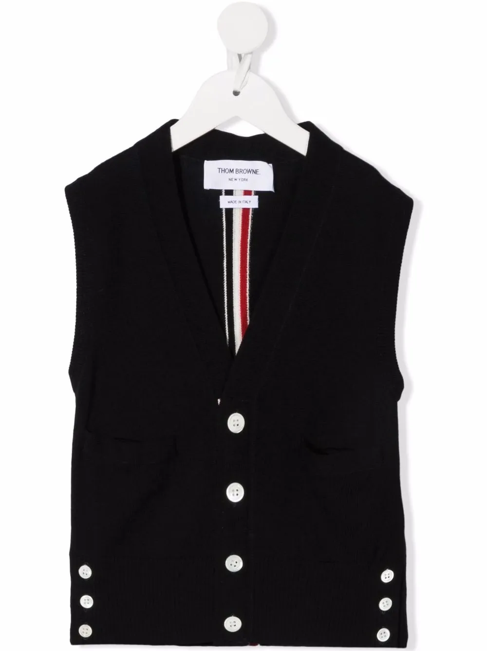 

Шерстяной жилет на пуговицах Thom Browne Kids, синий