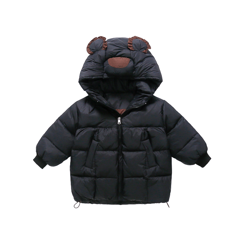 

Детская пуховая куртка с капюшоном, утолщенные, из микроэластичной ткани Disney, черный