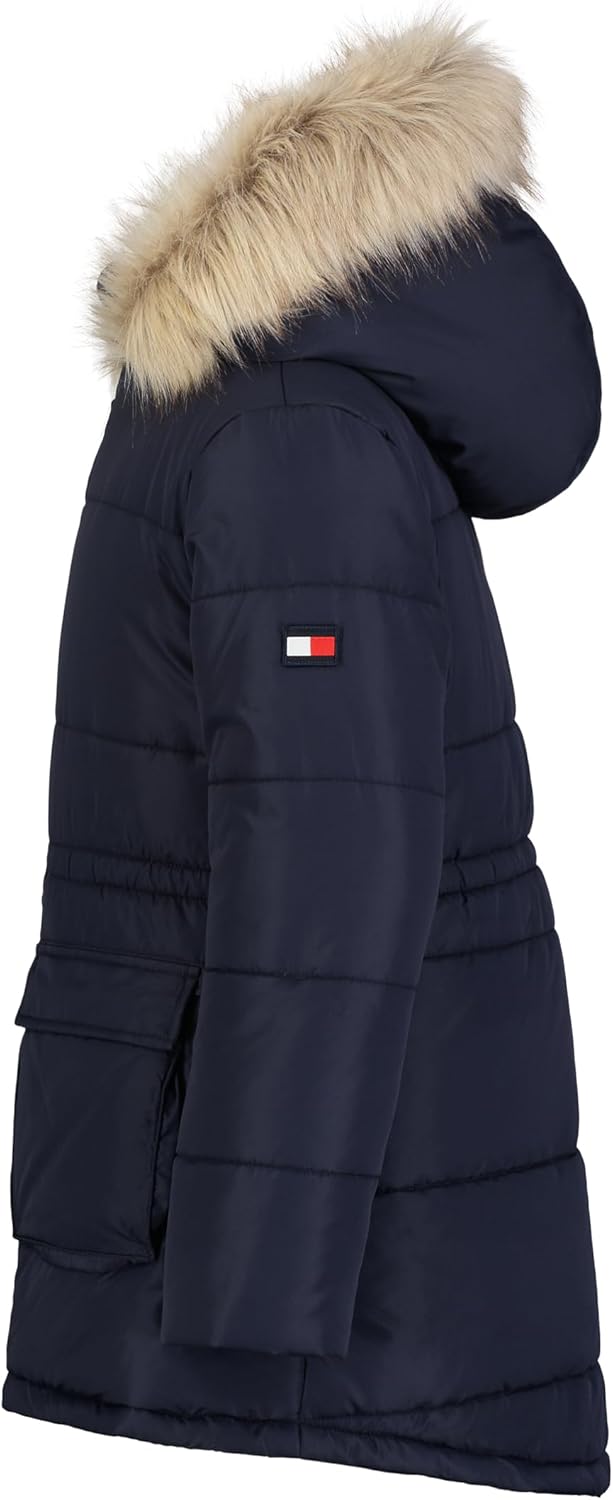Длинная куртка Tommy Hilfiger для девочек с подкладкой из флиса, Anorak Navy — фото 2