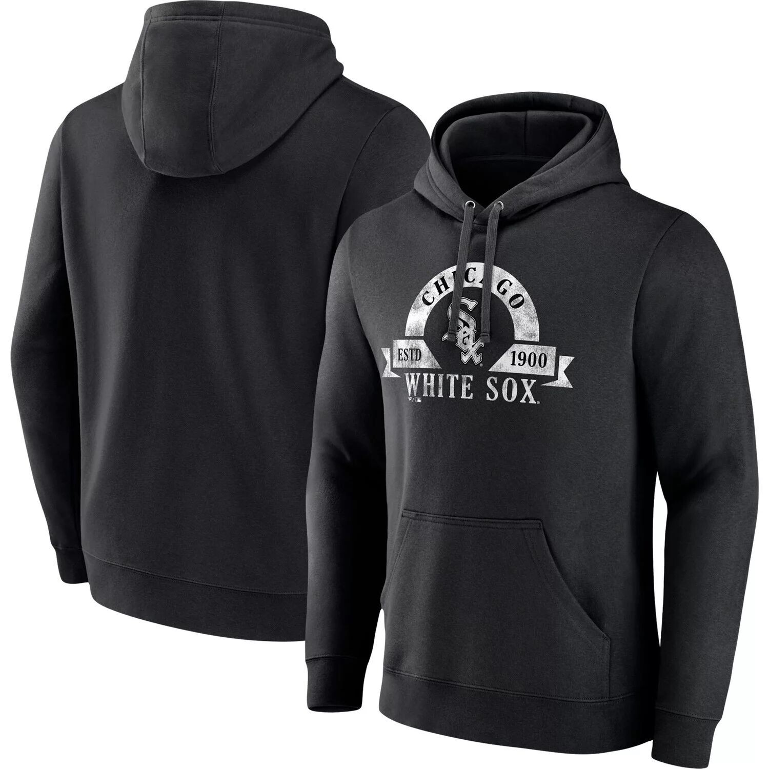 

Мужской черный пуловер с капюшоном Chicago White Sox с логотипом Big & Tall Fanatics
