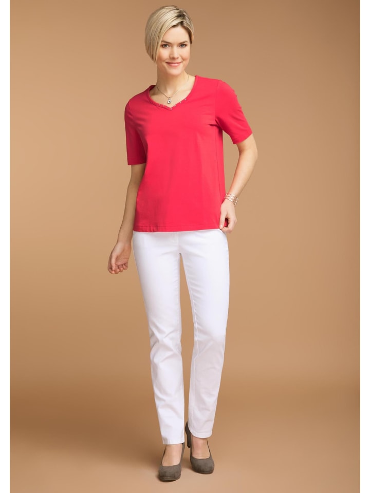 

GOLDNER Укороченный размер: базовая футболка с коротким рукавом из хлопка красного цвета, Красный, GOLDNER Укороченный размер: базовая футболка с коротким рукавом из хлопка красного цвета