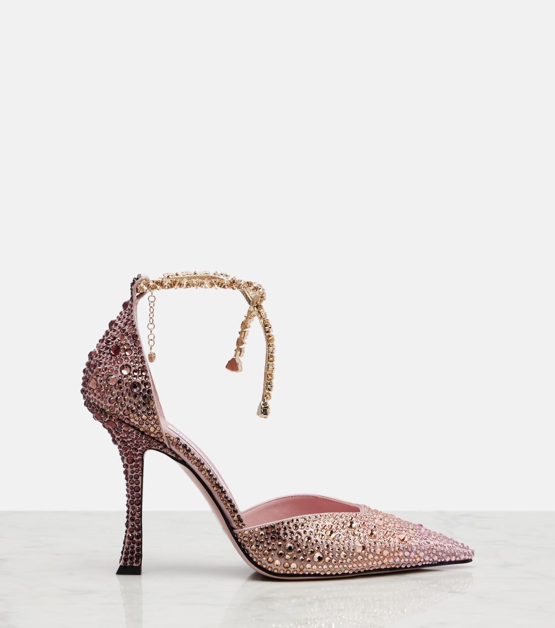 Атласные туфли Stevie 100, украшенные кристаллами Jimmy Choo, Silky Blus — фото 4