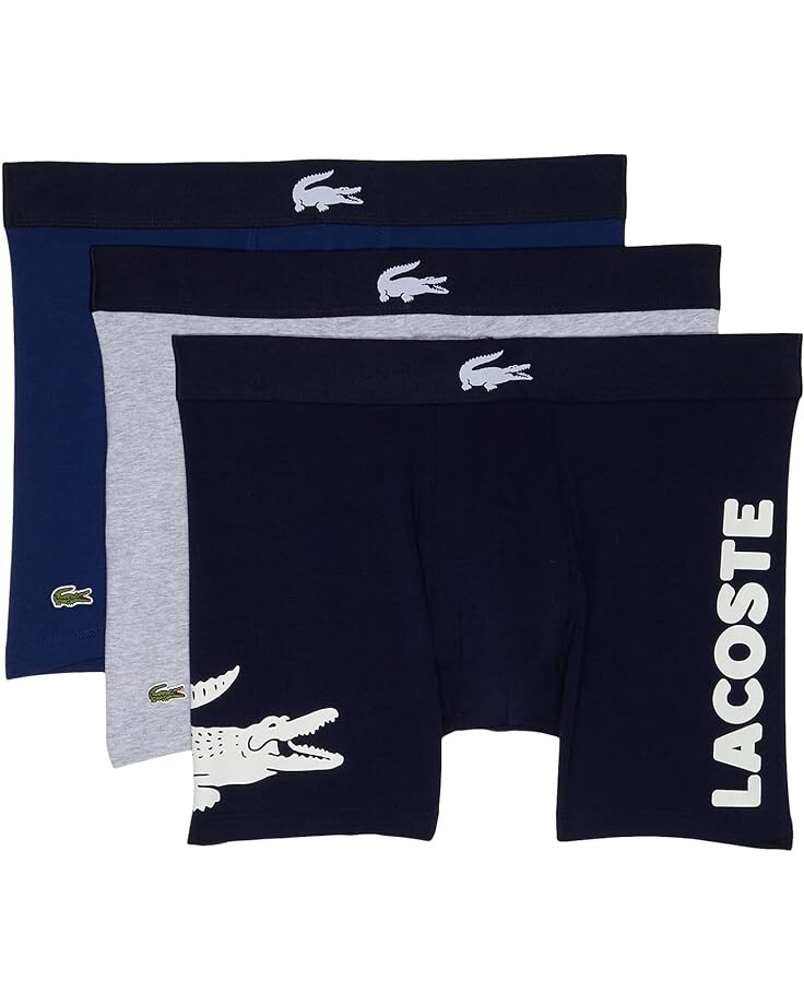 

Боксеры Lacoste 3-Pack, цвет Navy Blue/White/Silver Chine/Methylene