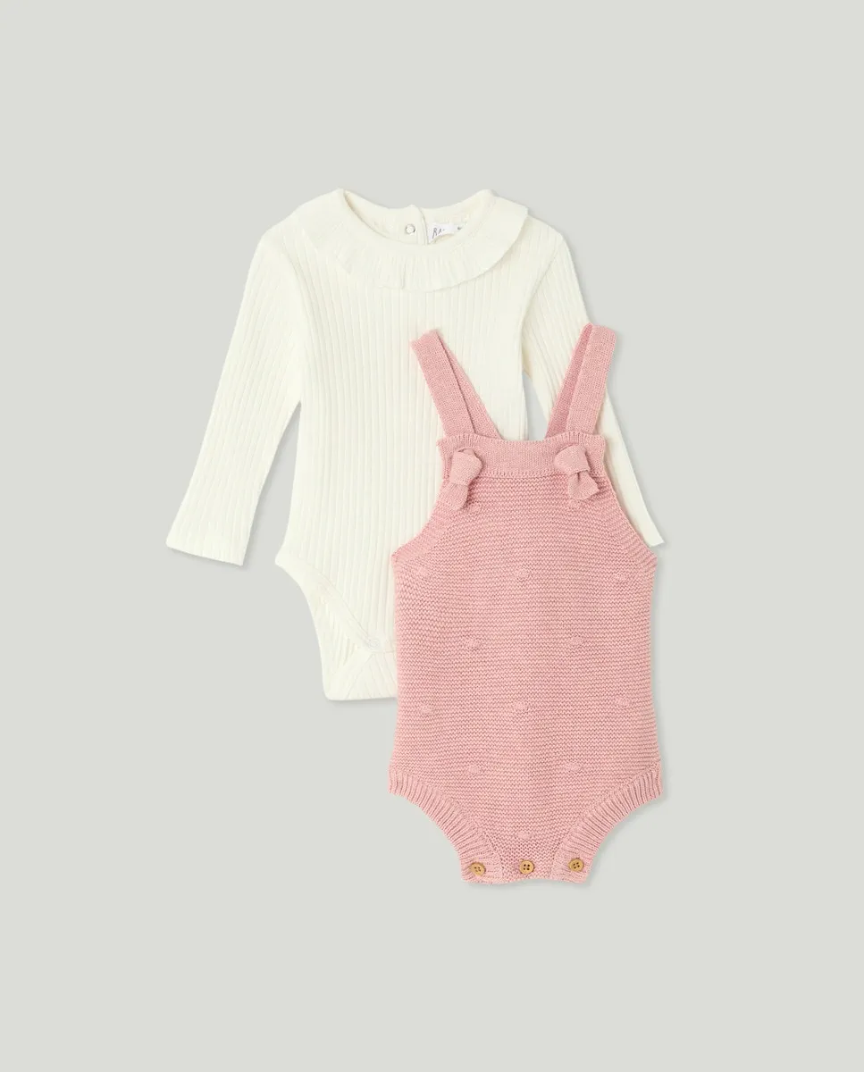 

Комплект майка-боди трикотажное + боди для малыша Baby El Corte Inglés, розовый