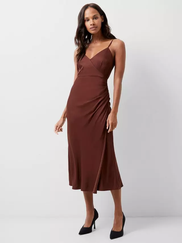 

Платье French Connection Ennis Satin Slip Midi, цвет chocolate/fondant