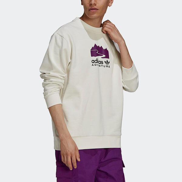 Толстовка Men's adidas originals Casual Sports Round Neck Pullover Creamy White, мультиколор — фото 4