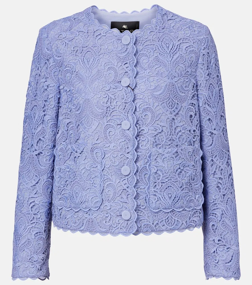 Кружевной жакет с узором пейсли Etro, фиолетовый