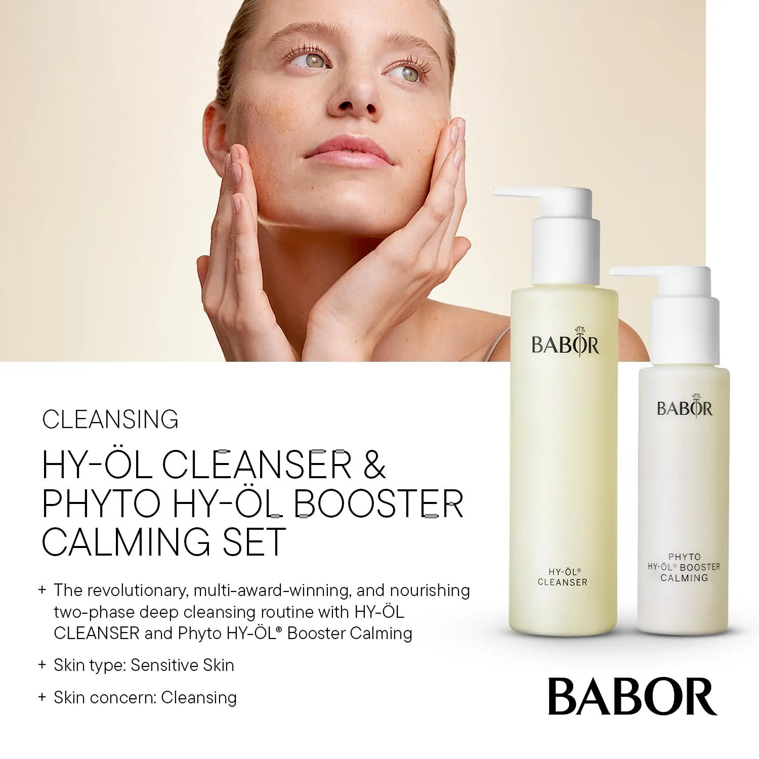 BABOR HY-OL Cleanser & Phyto HY-OL Booster Calansing Set, средство для демакияжа и двойного очищения, успокаивает и поддерживает кожный барьер, для чувствительной кожи — фото 2