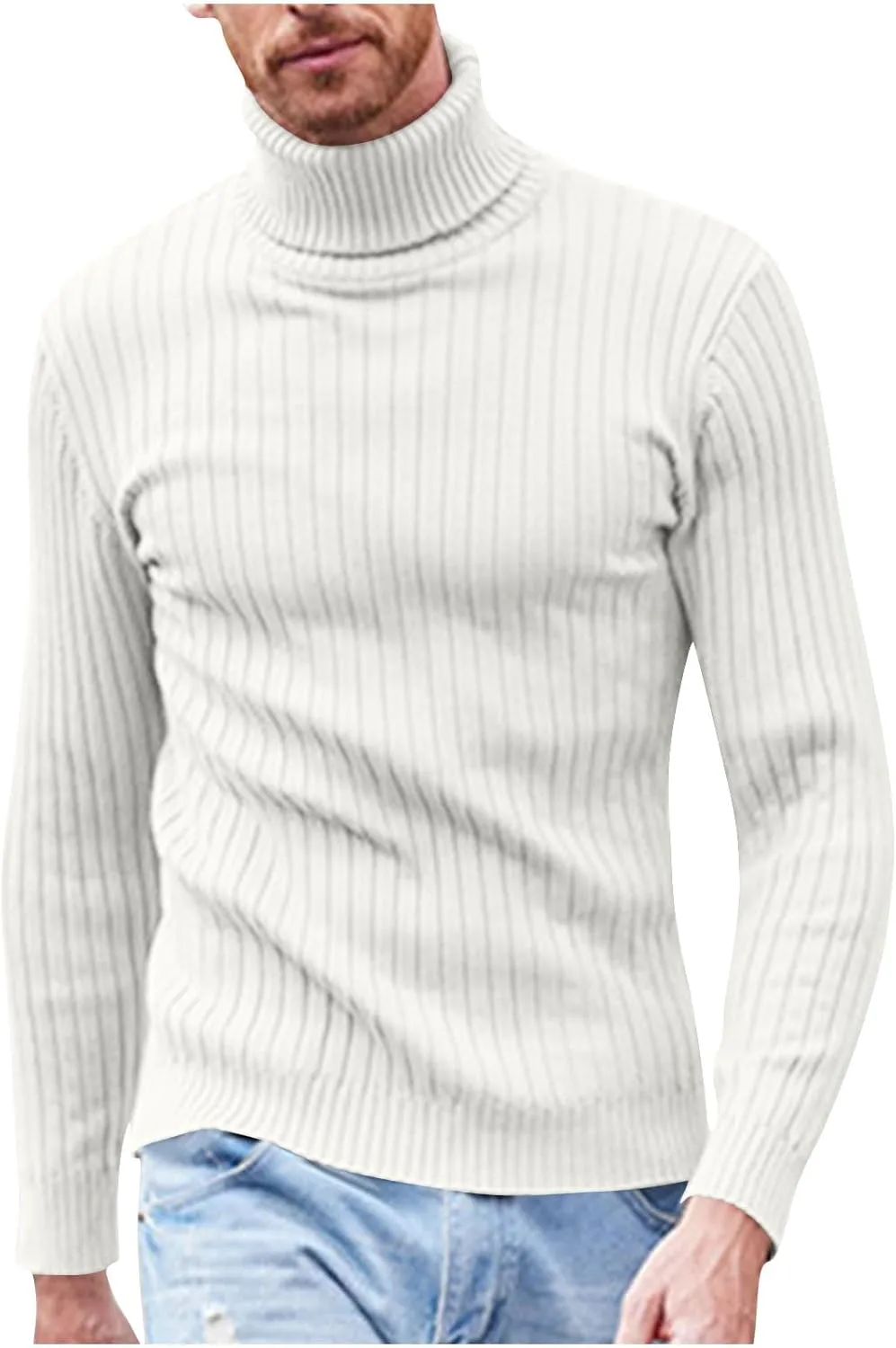 

Мужской свитер с воротником-стойкой, акриловый, рифленый, slim fit, M-3XL