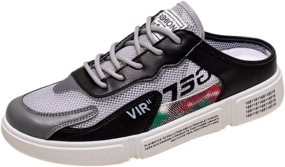 

Кроссовки без спины для мужчин, широкие кроссовки Mule, надевающиеся домашние тапочки, платформа без скольжения, массивная подошва, шнуровка, дышащая сетка, легкие комфортные горки, повседневная спортивная обувь, бег на открытом воздухе Geerta,...