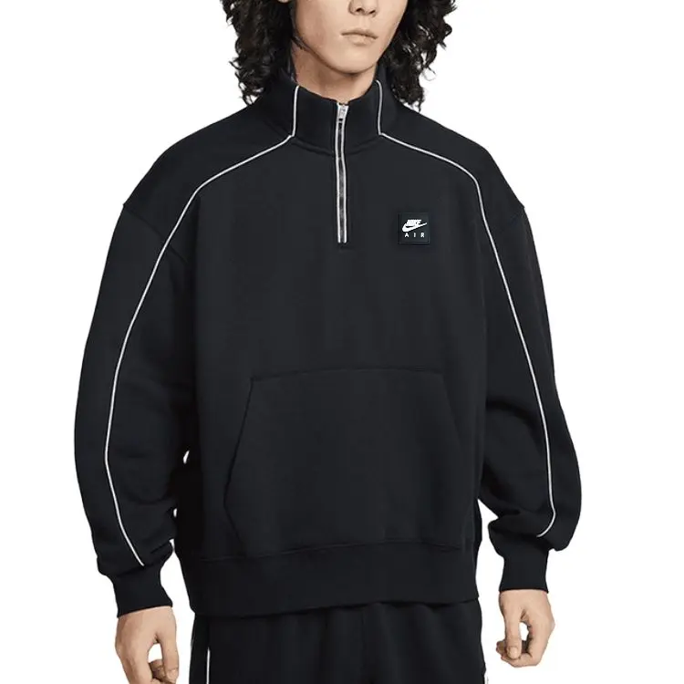 Nike Мужская толстовка Air Sweatshirts, черная, с воротником-стойкой, средней высоты