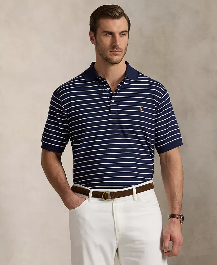 

Мужская полосатая хлопковая поло Big & Tall из интерлока Polo Ralph Lauren, синий