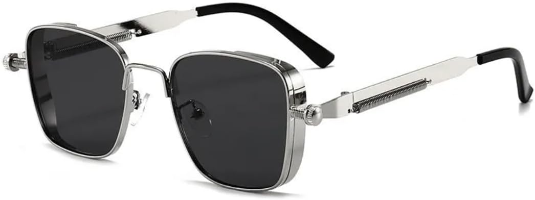 

Солнцезащитные очки с защитой от УФ-излучения UV400 | Металлический панк, разноцветные линзы | для женщин и мужчин, для занятий спортом на открытом воздухе и вождения DSVIGF, Silver-black