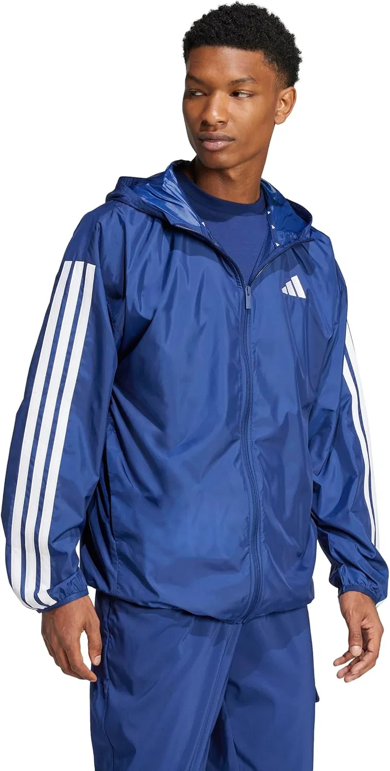 Ветровка Adidas Essentials 3-Stripes, темно-синий/белый — фото 3