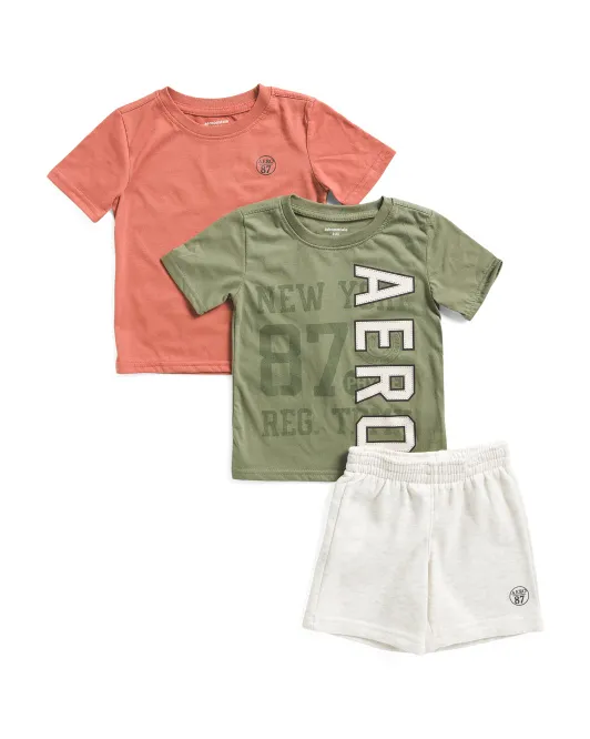 

Комплект из 3 футболок для маленьких мальчиков и флисовых шорт Aeropostale Kids, цвет Multi