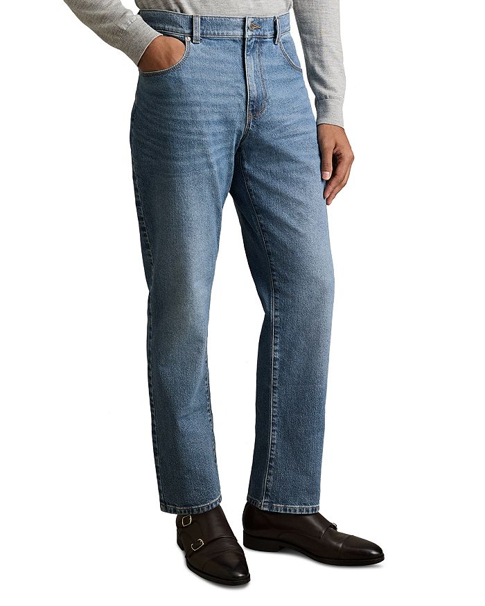 

Прямые джинсы Bishopgate в средне-синей стирке REISS, Джинсы Bishopgate Straight Fit в цвете «средний синий» REISS