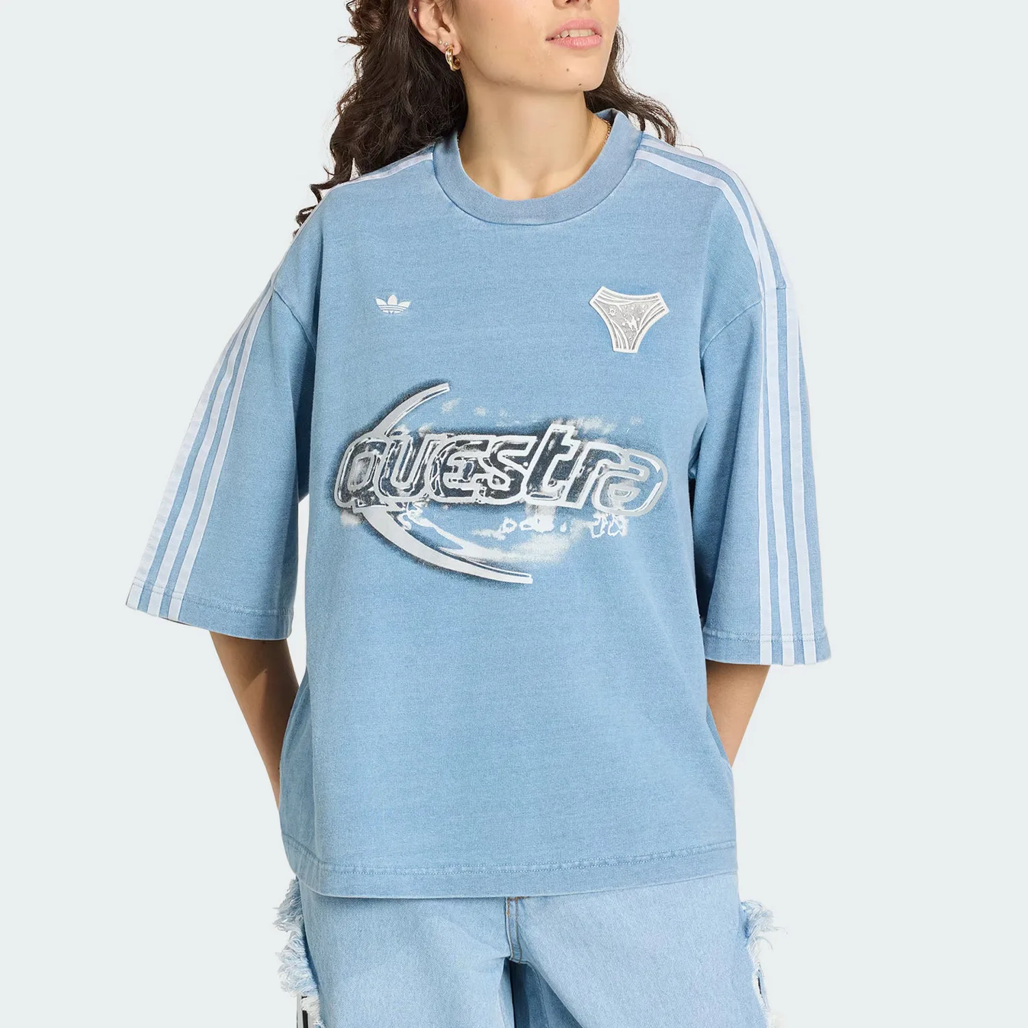 Футболка Adilenium женская Adidas Originals, светло-голубой — фото 4