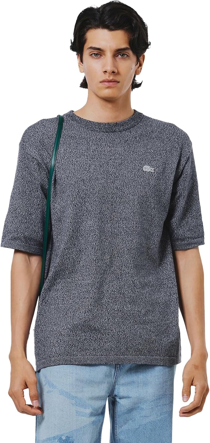 

Мужская повседневная трикотажная футболка Lacoste в трехцветном меланжевом исполнении, серый