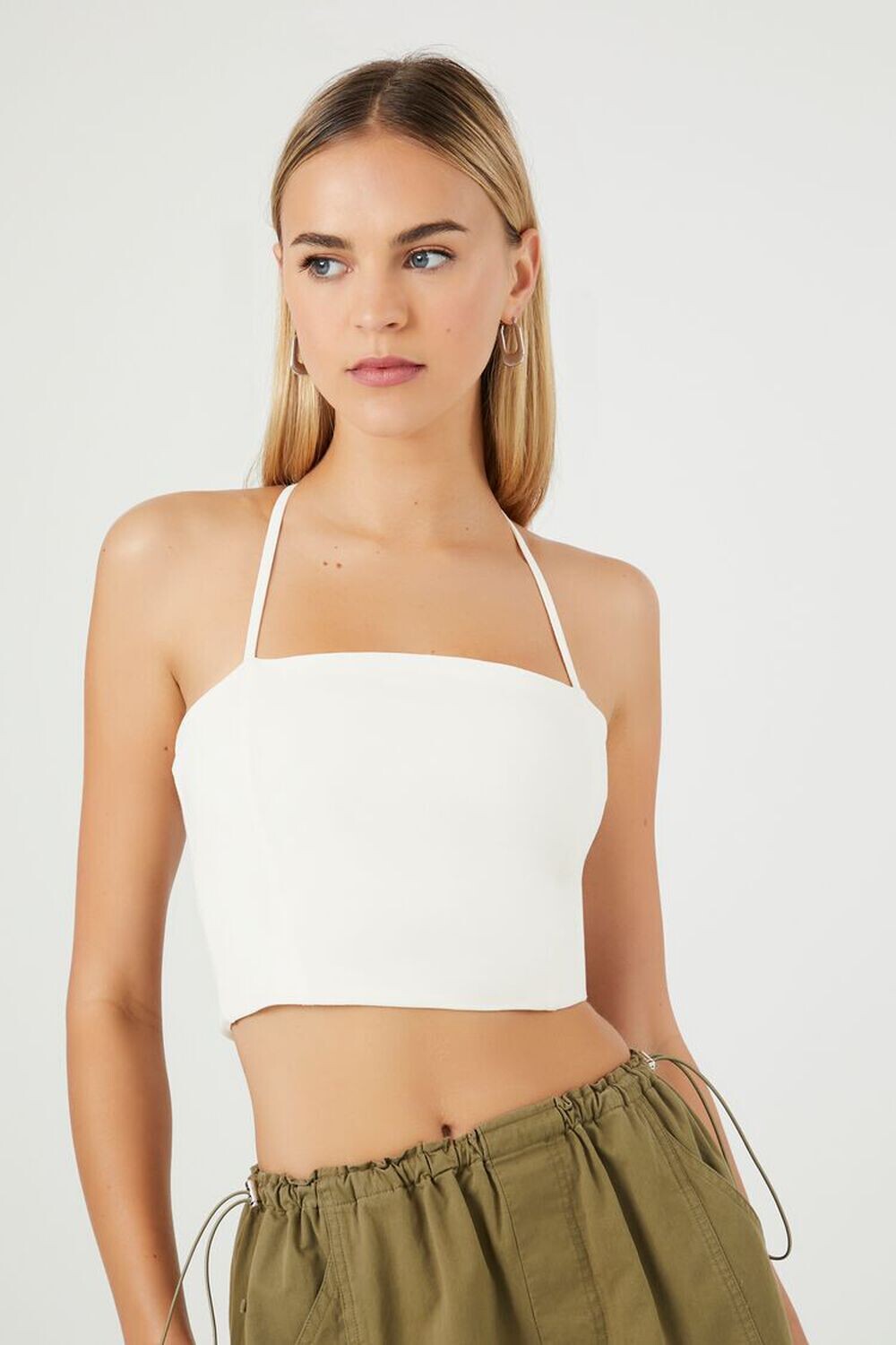 

Укороченная майка со шнуровкой на спине Forever 21, белый