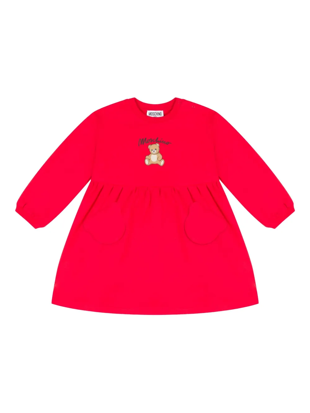 

Платье с длинными рукавами и принтом Тедди Moschino Kids, красный