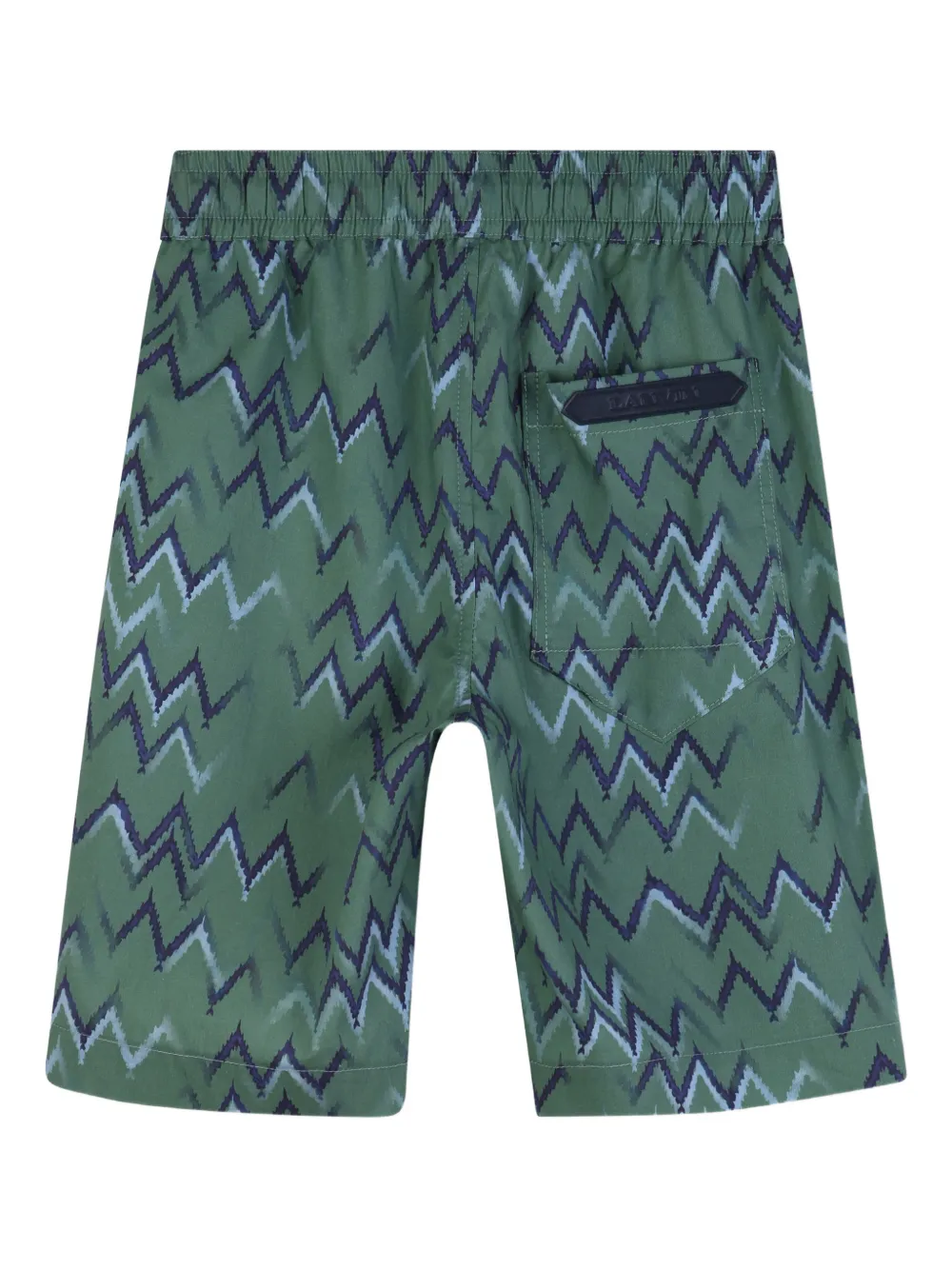 Шорты с зигзагообразным рисунком и кулиской Lanvin Enfant, зеленый — фото 2