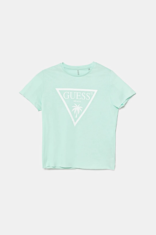 

Детская хлопковая футболка Guess, бирюзовый