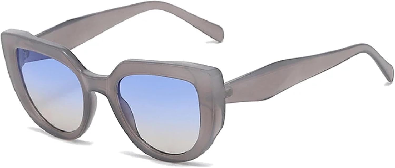 

Модные двухцветные солнцезащитные очки «кошачий глаз» для женщин, ретро-градиентные солнцезащитные очки с защитой от УФ-излучения UV400, трендовые солнцезащитные очки для мужчин WNCKSQ, Gray Blue Yellow